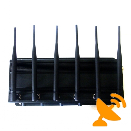 6 Antenna Adjustable Cellular Phone Jammer + Wifi UHF Signal 15 W - Click Image to Close