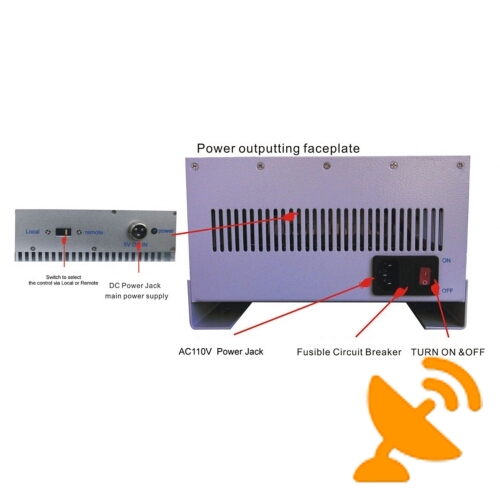 20W Gsm Jamming Device - 3G PCS DCS GSM CDMA Cellular Phone Signal with Remote Control 60 Meters - Click Image to Close