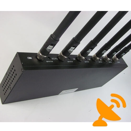 6 Antennas Desktop Mobile Phone + GPS + Wifi Jammer 20 Meters - Click Image to Close