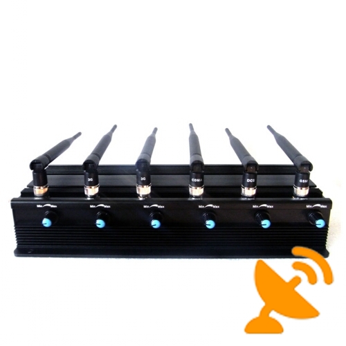 Adjustable 6 Antenna Cellular Phone + Wifi + UHF Signal Jammer - Click Image to Close