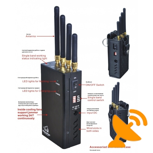 Handheld Cell Phone + Wifi Jammer with Cooling Fan - 15 Meters - Click Image to Close