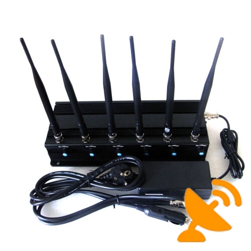 6 Antenna Adjustable High Power Cellular Phone + GPS + Wifi Signal Jammer 15W - Click Image to Close