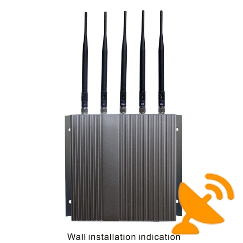 5 Band Cell Phone Jammer with Remote Control 12W 40 Meters Depending - Click Image to Close