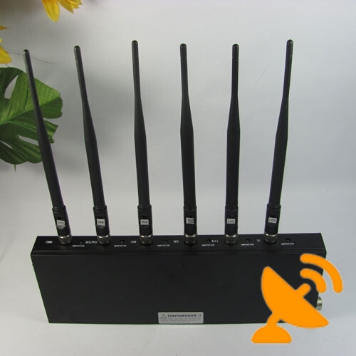 6 Antennas Desktop Mobile Phone + GPS + Wifi Jammer 20 Meters - Click Image to Close