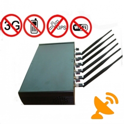 6 Antenna Adjustable Cellular Phone + GPS + Wifi Jammer 10W