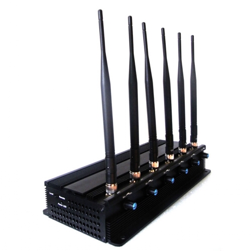 Adjustable 6 Antenna Cellular Phone + Wifi + UHF Signal Jammer 